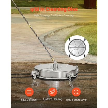 QD-XDP11 - 18" Pressure Washer Surface Cleaner, 4000 PSI, Effortless 360° Cleaning