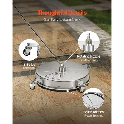 QD-XDP11 - 18" Pressure Washer Surface Cleaner, 4000 PSI, Effortless 360° Cleaning