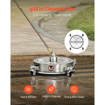 QD-XDP09 - 14" Pressure Washer Surface Cleaner with 360° Rotating Nozzles