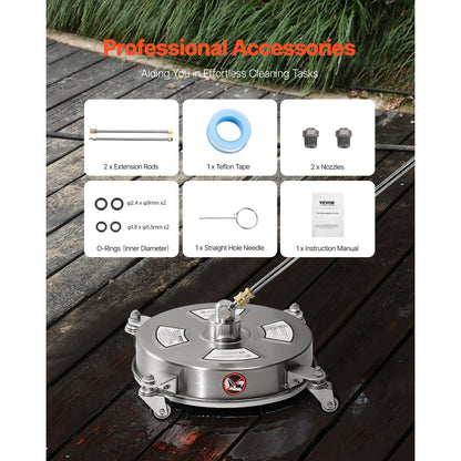 QD-XDP09 - 14" Pressure Washer Surface Cleaner with 360° Rotating Nozzles