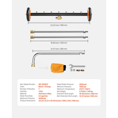 QD-QXQ03 - 24" Heavy-Duty Pressure Washer Surface Cleaner with 7 Nozzles