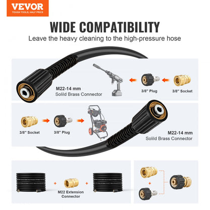 1/4" PVC Hose-100ft-8 set - Durable 100ft Kink-Resistant Pressure Washer Hose