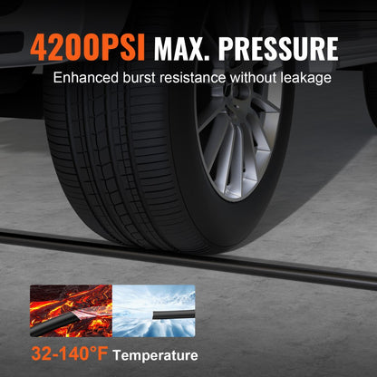 1/4" PVC Hose-100ft-8 set - Durable 100ft Kink-Resistant Pressure Washer Hose