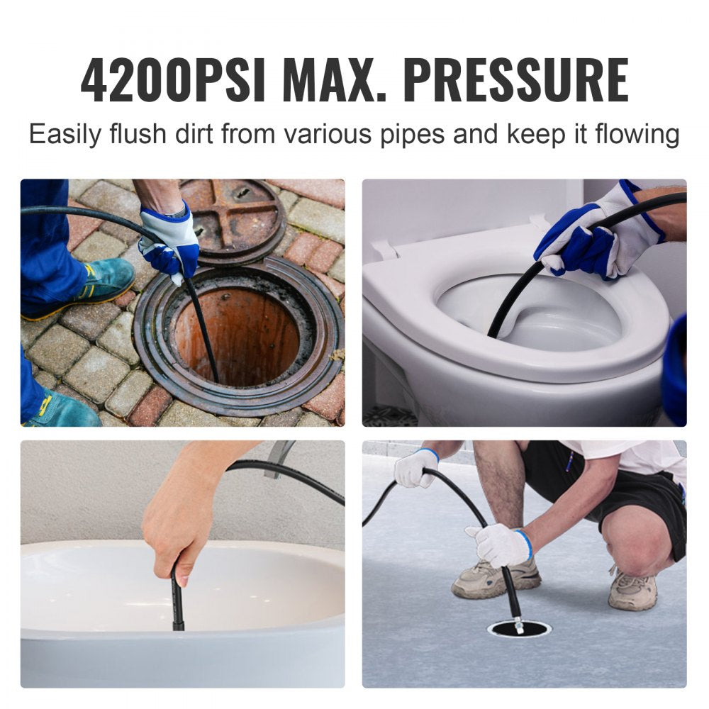 1/4" PE Hose-100ft-7 set - Durable 100ft Pressure Washer Hose with Kink Resistance