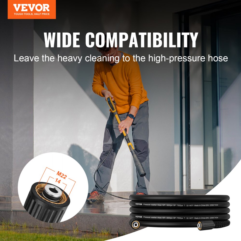 1/4" PVC Hose-25ft-4 set - Durable 25ft Kink-Free Pressure Washer Hose