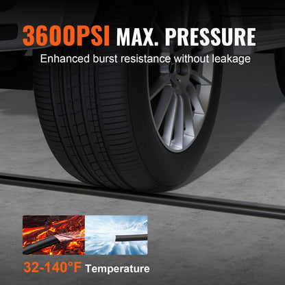 1/4" PVC Hose-25ft-4 set - Durable 25ft Kink-Free Pressure Washer Hose