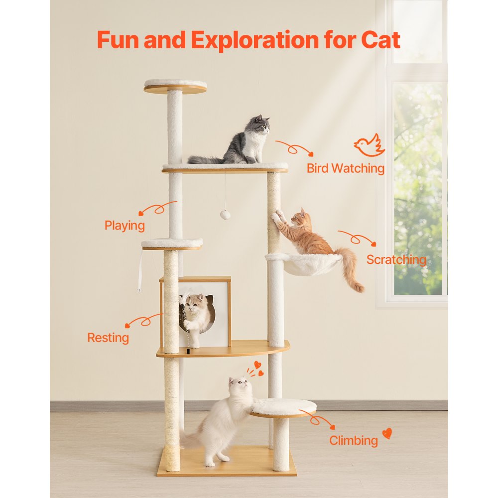 SSXG001 - 68.9" Modern Cat Tree with Multi-Level Design & Washable Cushions