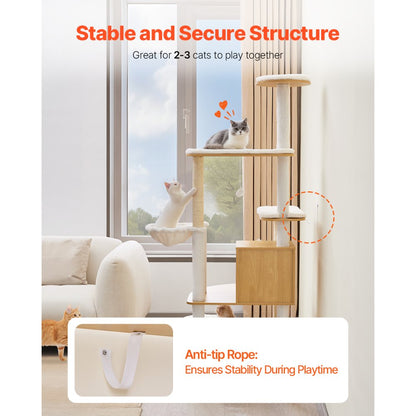 SSXG001 - 68.9" Modern Cat Tree with Multi-Level Design & Washable Cushions