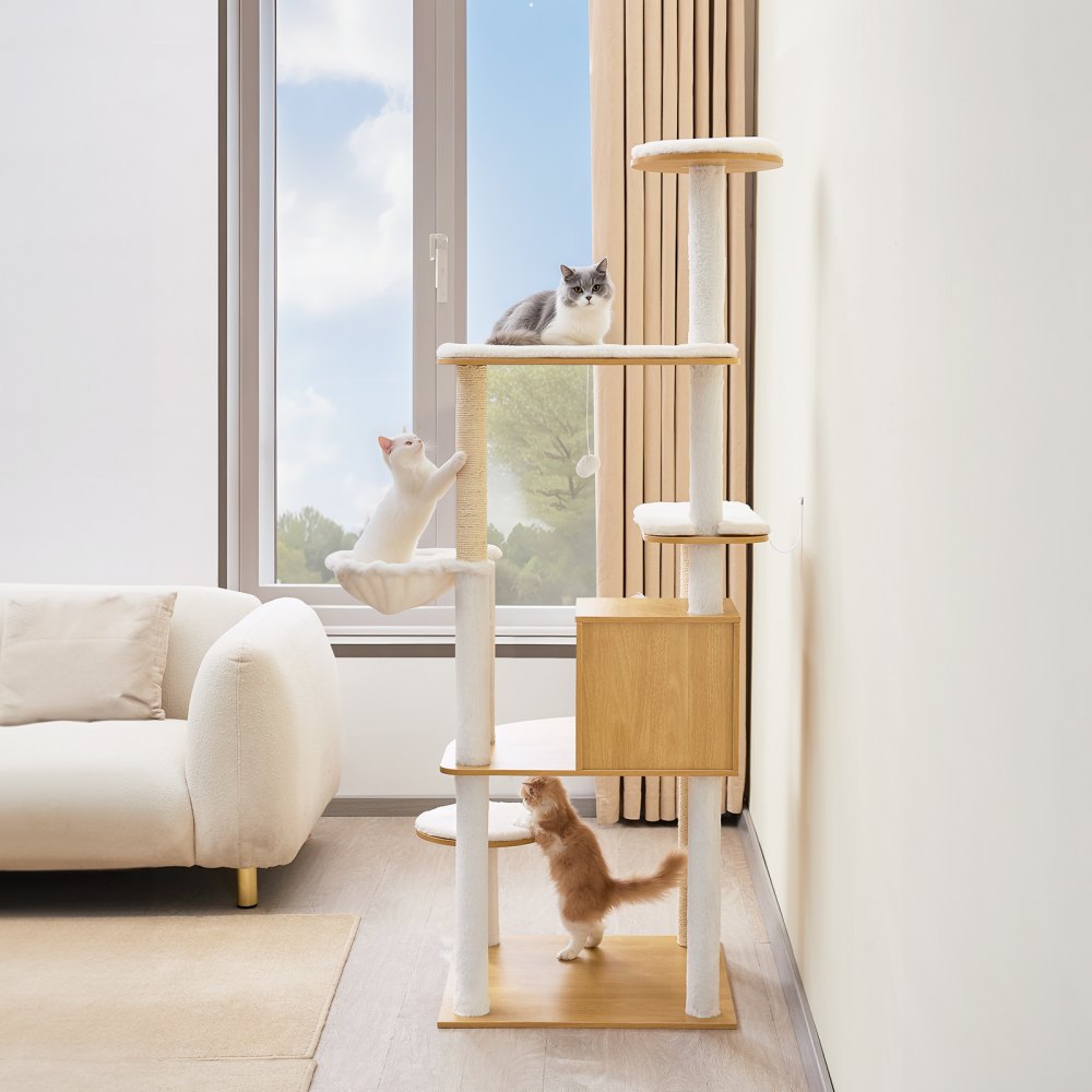 SSXG001 - 68.9" Modern Cat Tree with Multi-Level Design & Washable Cushions