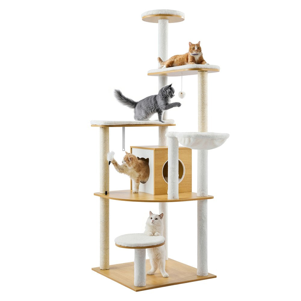 SSXG001 - 68.9" Modern Cat Tree with Multi-Level Design & Washable Cushions