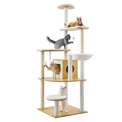 SSXG001 - 68.9" Modern Cat Tree with Multi-Level Design & Washable Cushions