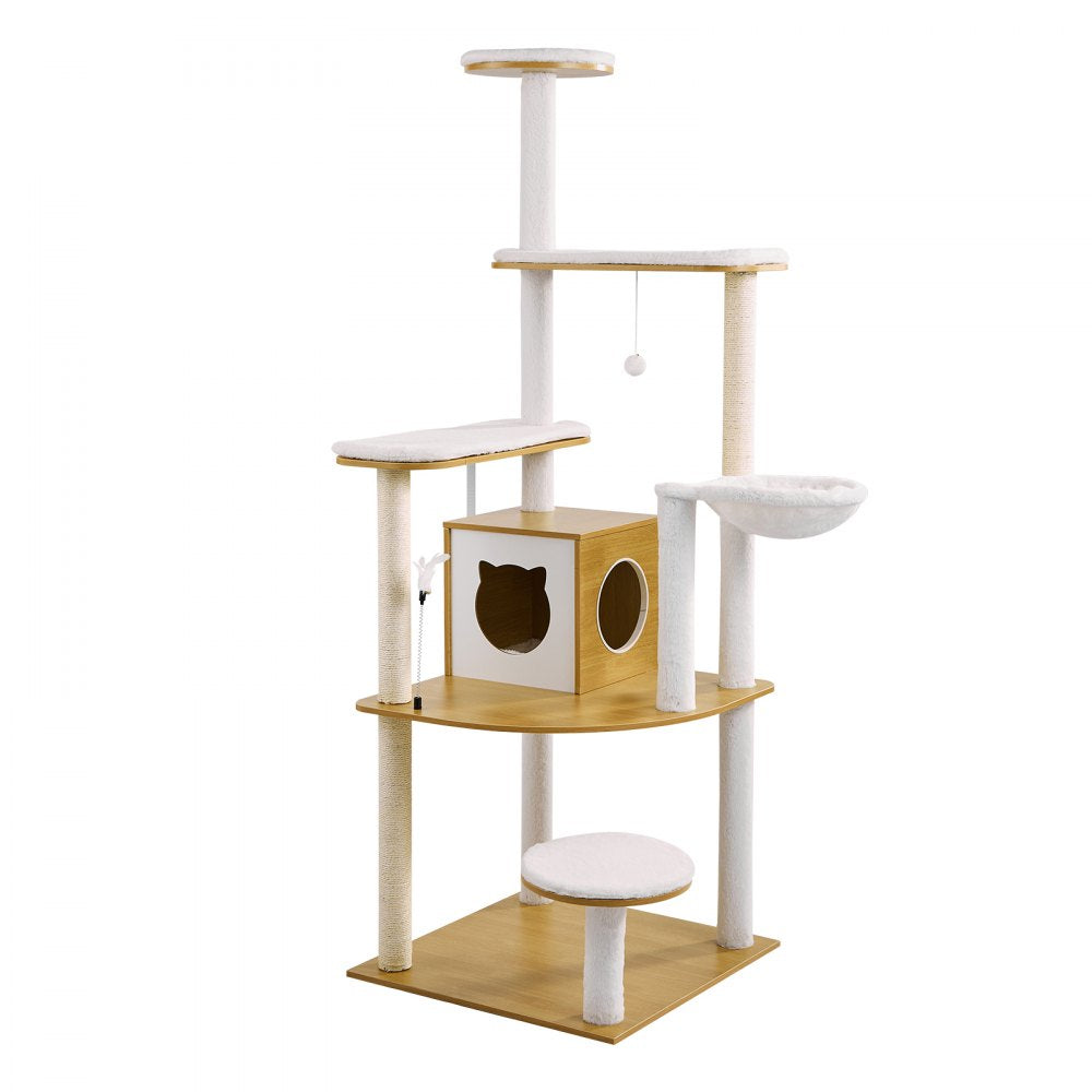 SSXG001 - 68.9" Modern Cat Tree with Multi-Level Design & Washable Cushions