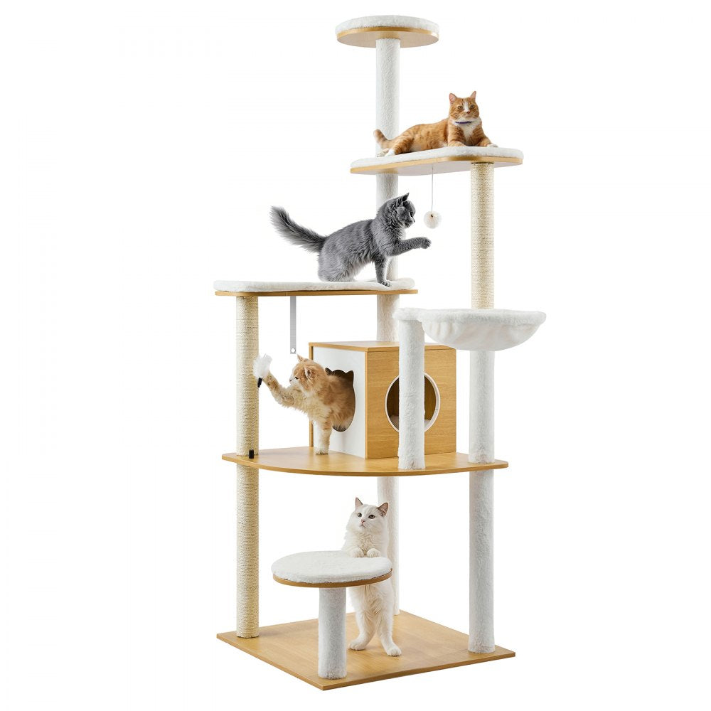 SSXG001 - 68.9" Modern Cat Tree with Multi-Level Design & Washable Cushions