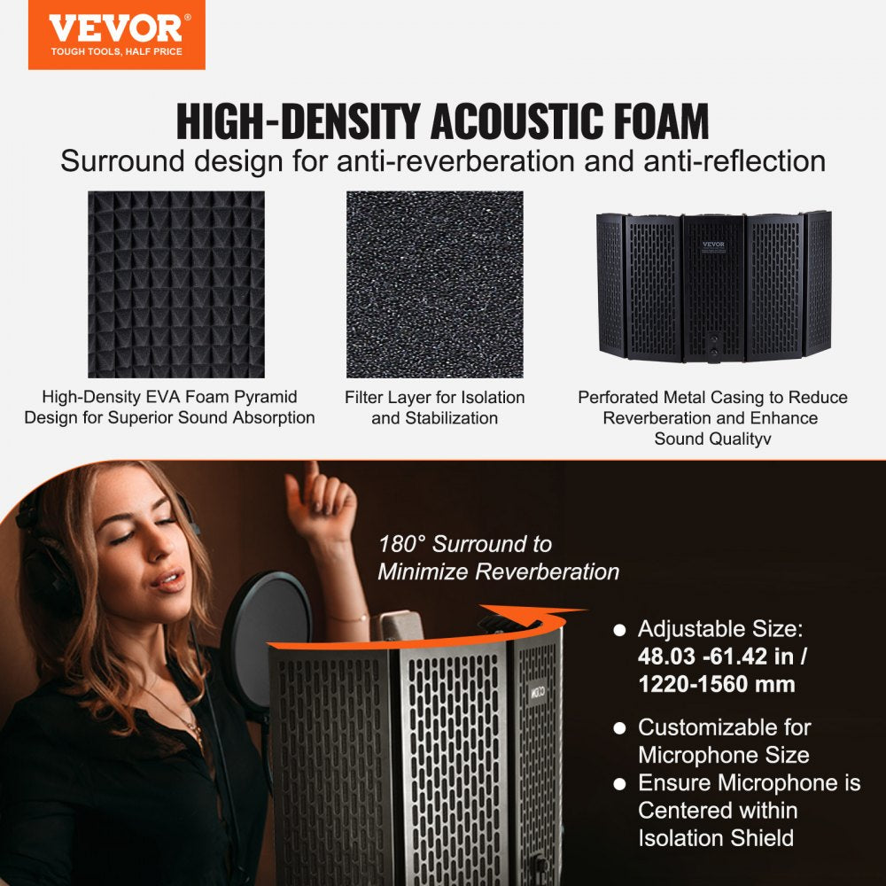 AK-V3 - 5-Panel Microphone Isolation Shield for Superior Audio Clarity