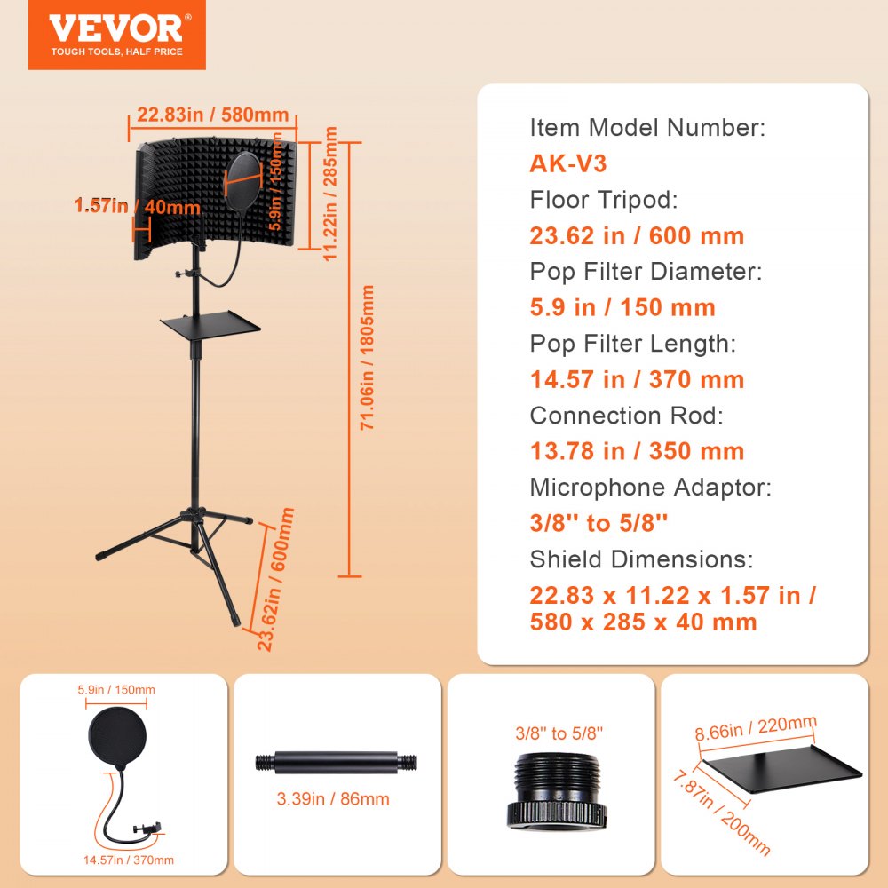 AK-V3 - 5-Panel Microphone Isolation Shield for Superior Audio Clarity