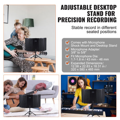 AK-V2 - Portable 5-Panel Microphone Isolation Shield for Home Recording