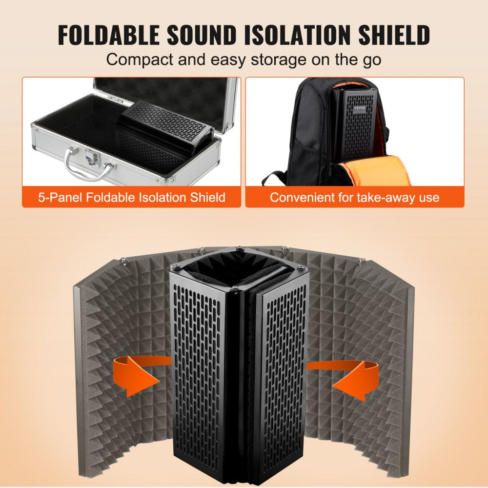 AK-V2 - Portable 5-Panel Microphone Isolation Shield for Home Recording