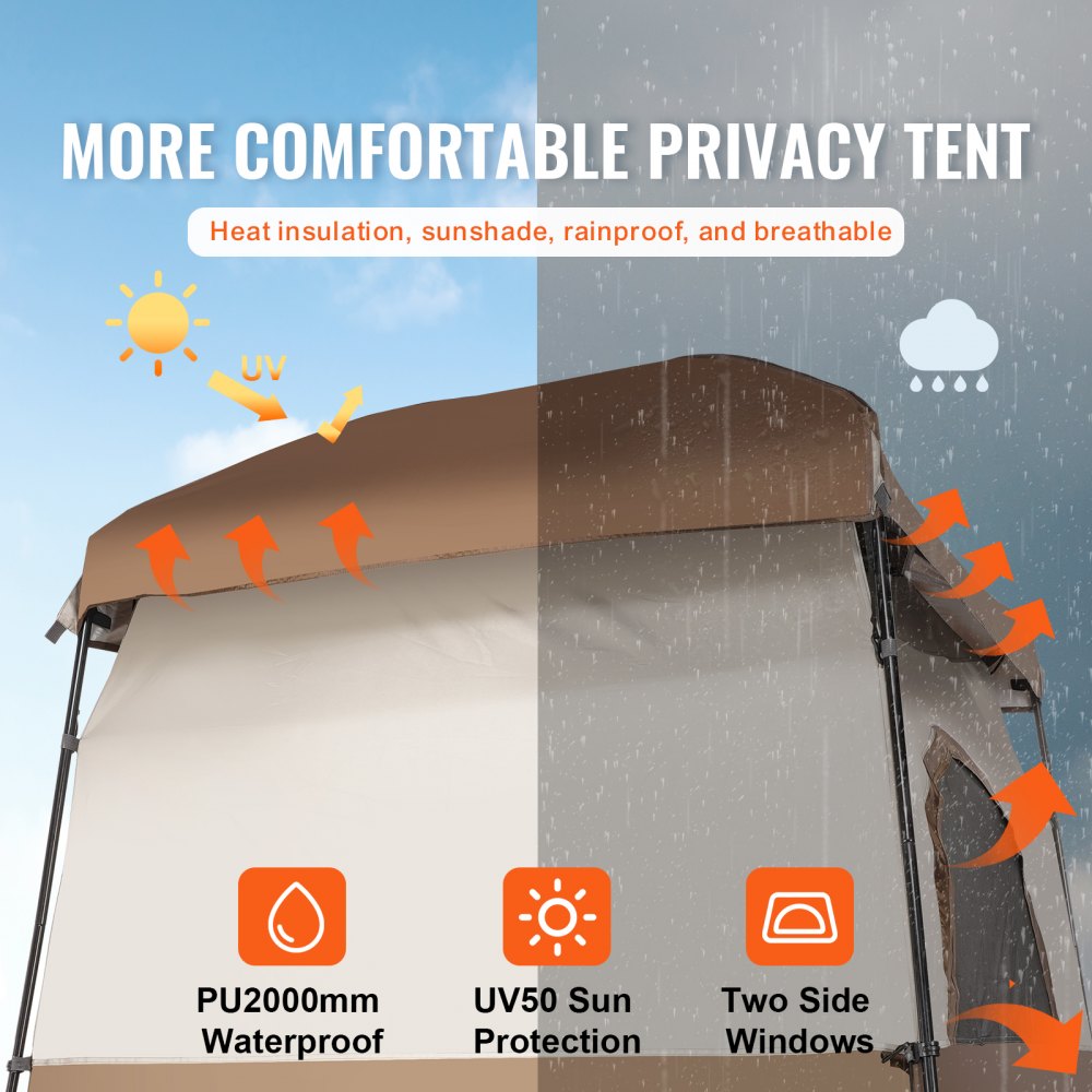SSPT001 - 66" Waterproof Camping Shower Tent with Privacy & Ventilation