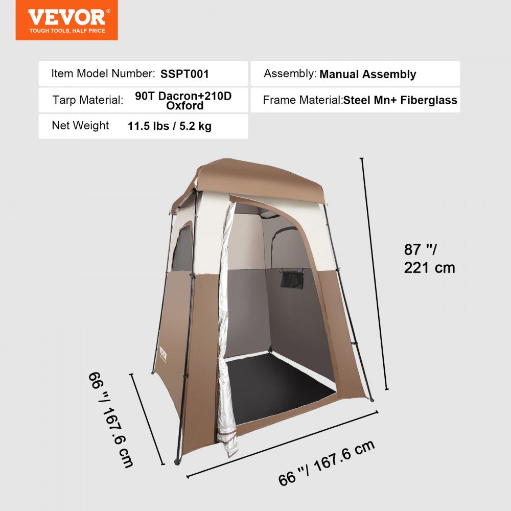 SSPT001 - 66" Waterproof Camping Shower Tent with Privacy & Ventilation