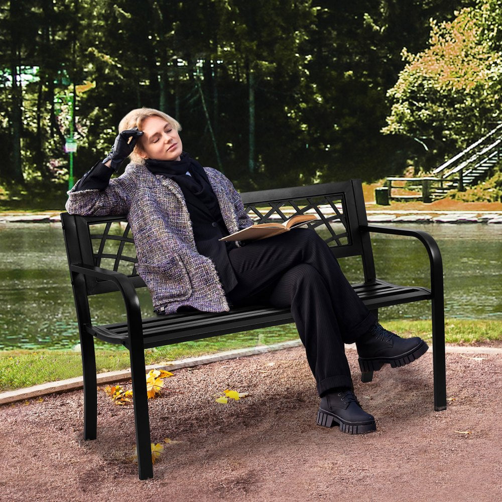 wkl-734 - 46" Metal Outdoor Bench for 1-3 People, Durable & Comfortable