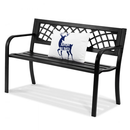 wkl-734 - 46" Metal Outdoor Bench for 1-3 People, Durable & Comfortable