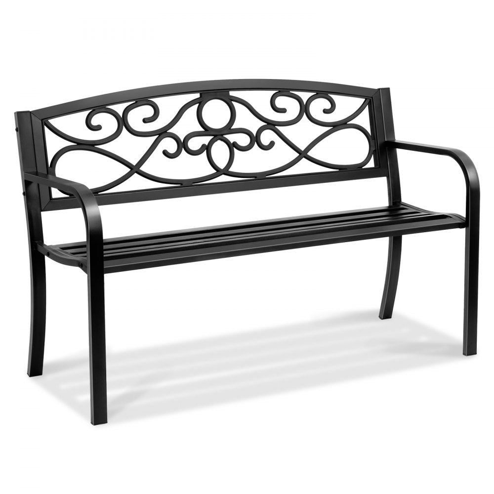 wkl776 - 50" Metal Garden Bench for 1-3 People, Supports 550 lbs