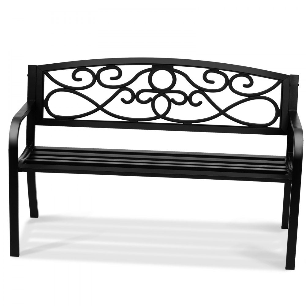 wkl776 - 50" Metal Garden Bench for 1-3 People, Supports 550 lbs