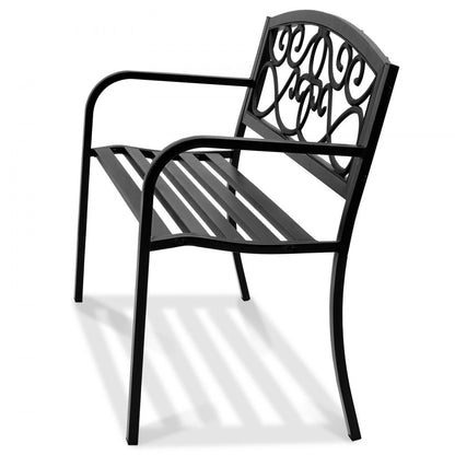 wkl776 - 50" Metal Garden Bench for 1-3 People, Supports 550 lbs