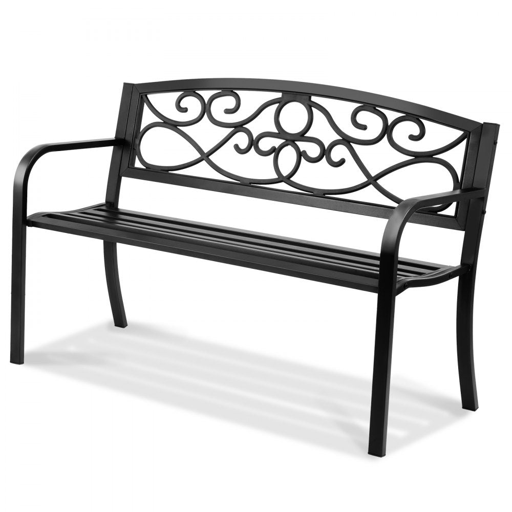 wkl776 - 50" Metal Garden Bench for 1-3 People, Supports 550 lbs