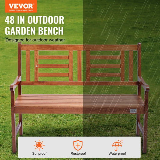 YQ-128 - 48" Solid Wood Outdoor Bench, 700 lbs Capacity, Quick Assembly