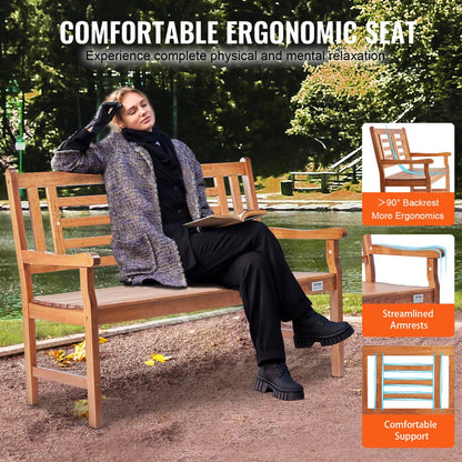 YQ-128 - 48" Solid Wood Outdoor Bench, 700 lbs Capacity, Quick Assembly