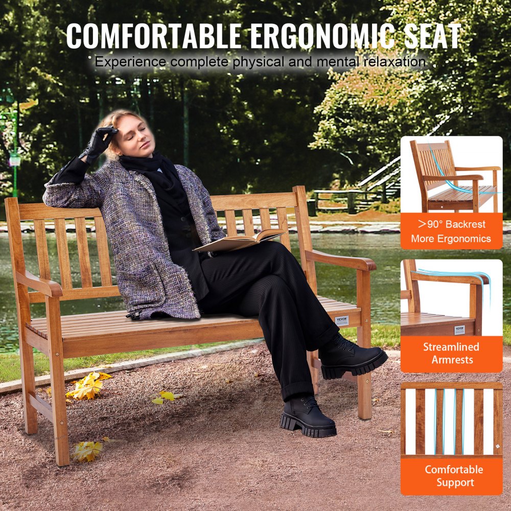 YQ-062 - 50” Solid Wood Outdoor Bench for 1-3 People
