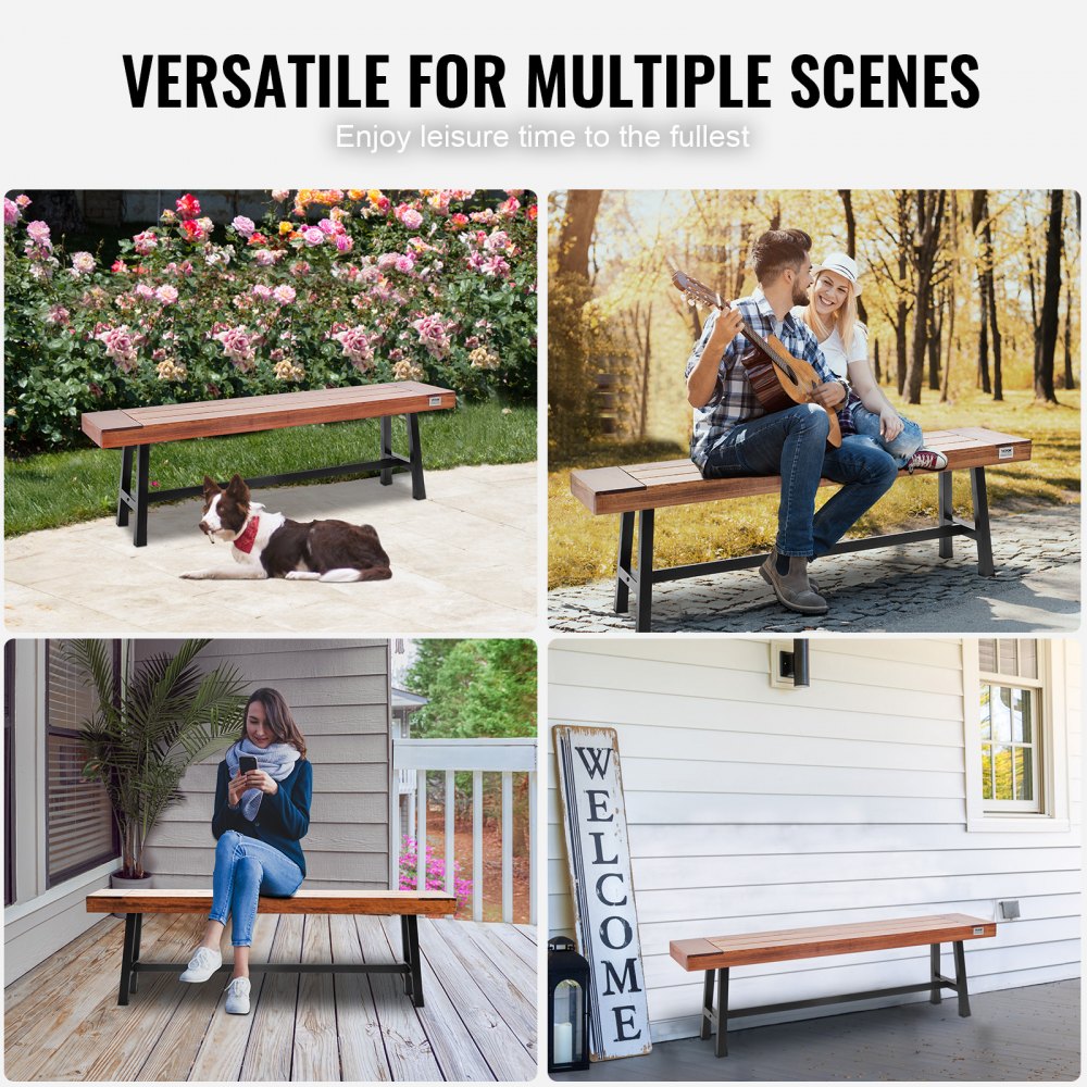 YQ-HC4003 - 63" Solid Wood Outdoor Bench, Holds 500 lbs, Easy Assembly