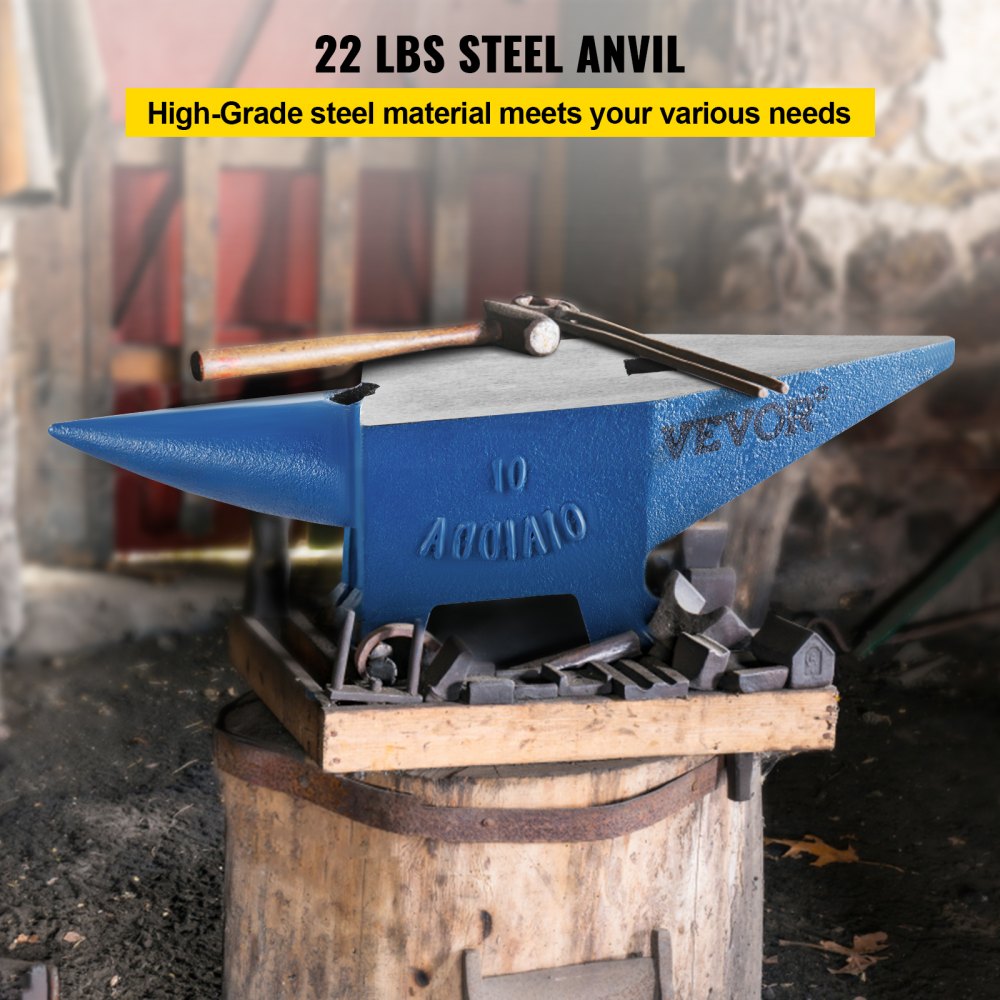 010790381419 - 22 lbs Steel Anvil with Dual Horns for Metalworking Tasks