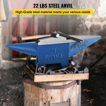 010790381419 - 22 lbs Steel Anvil with Dual Horns for Metalworking Tasks