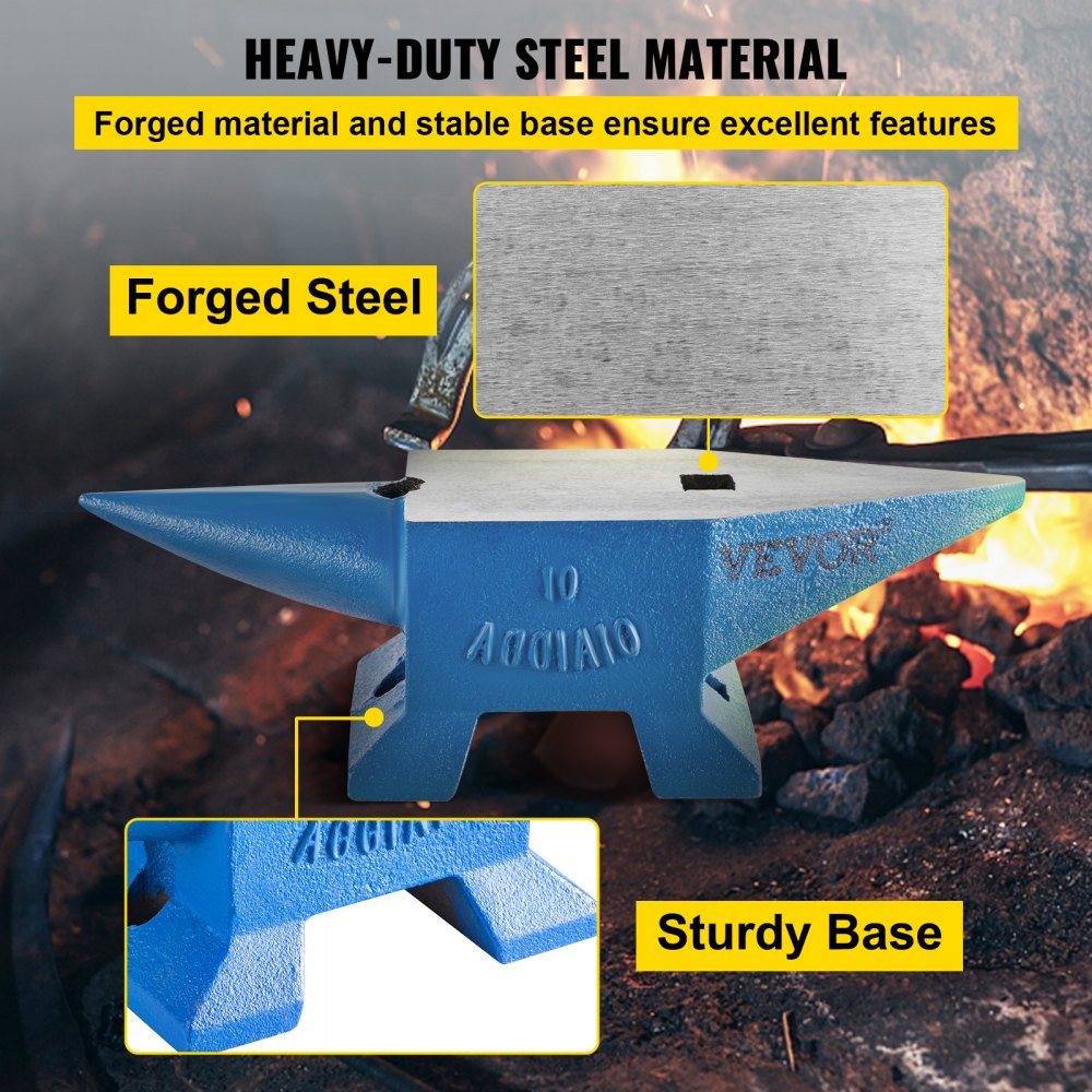 010790381419 - 22 lbs Steel Anvil with Dual Horns for Metalworking Tasks