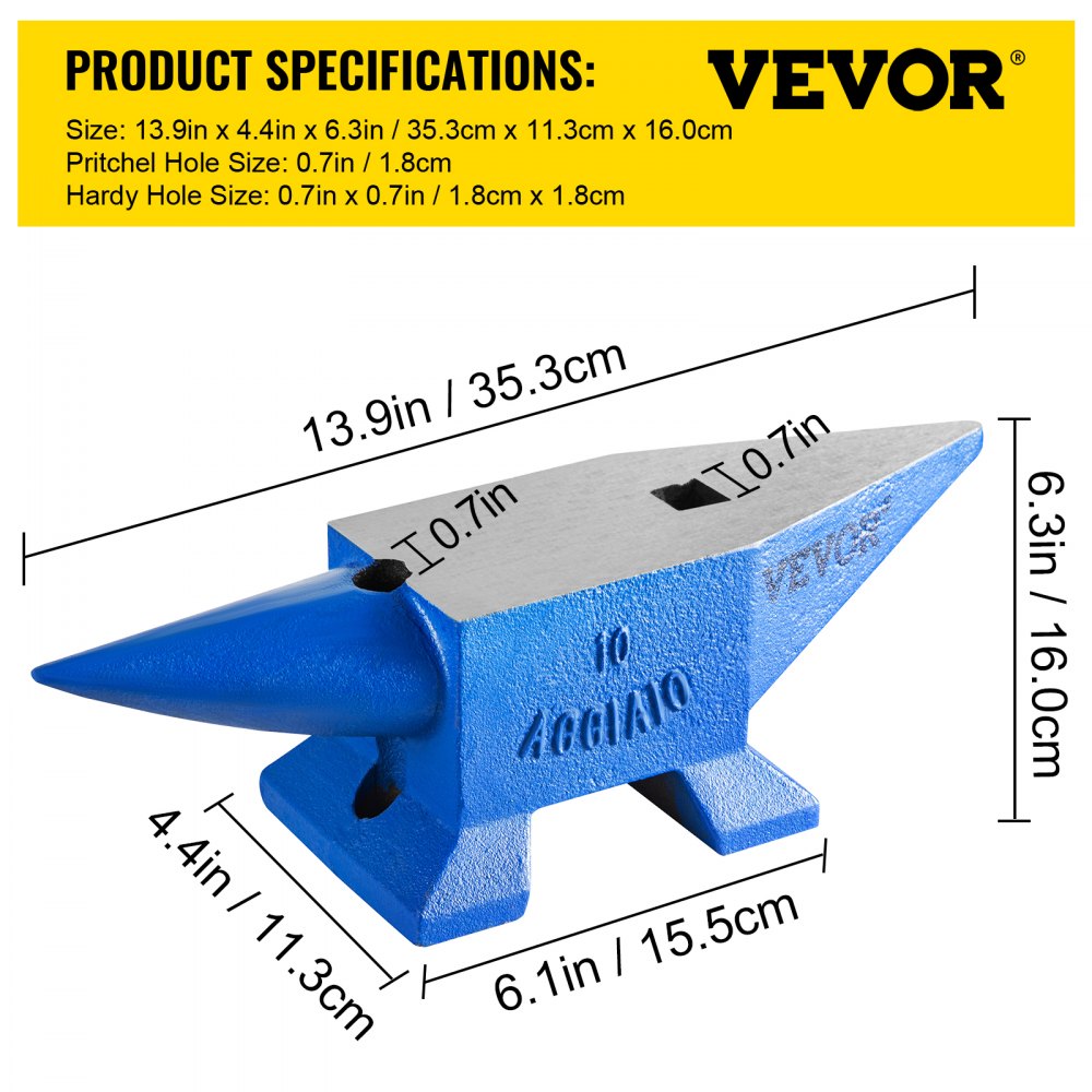 010790381419 - 22 lbs Steel Anvil with Dual Horns for Metalworking Tasks
