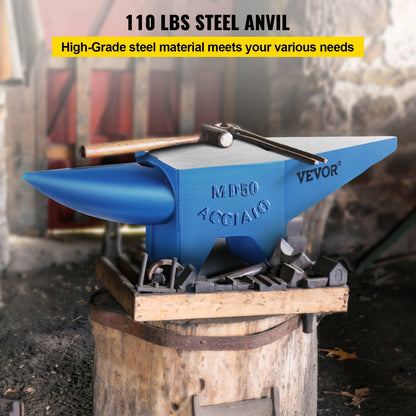 010636870210 - 110 lbs Steel Anvil with Dual Horns and Punching Holes