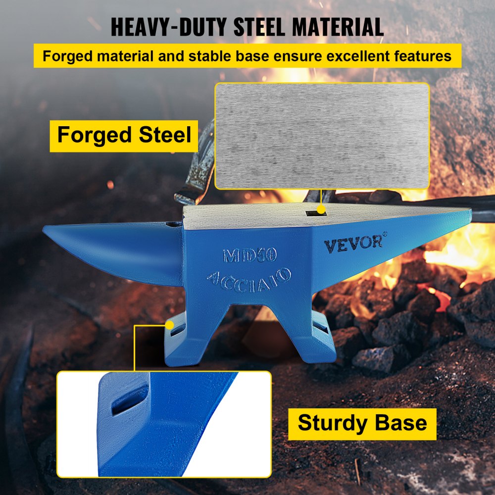 010636870210 - 110 lbs Steel Anvil with Dual Horns and Punching Holes