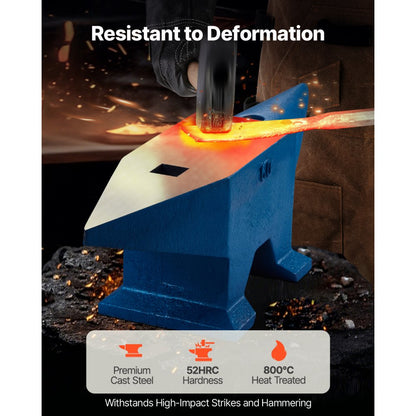 010573786103 - Durable 132Lbs Cast Steel Single Horn Anvil for Metalworking