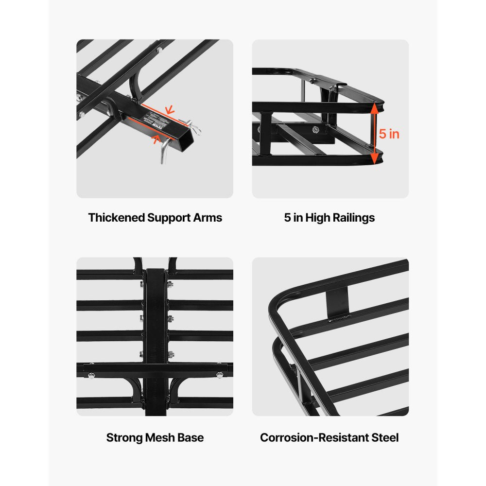 JAWJCP10015 - Heavy-Duty Steel Hitch Cargo Carrier for 500lbs Capacity