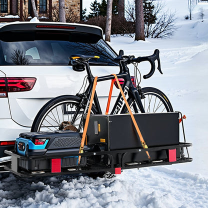 GJ0085 - 70x30 Heavy-Duty Hitch Cargo Carrier with Ratchet Straps