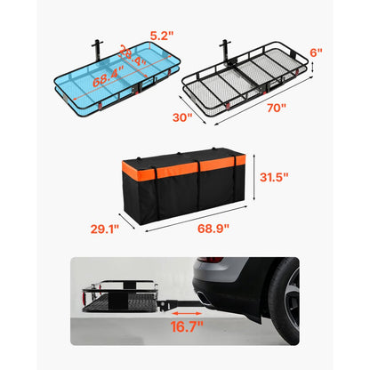 GJ0084 - 500 lbs Heavy-Duty Hitch Cargo Carrier with Waterproof Bag