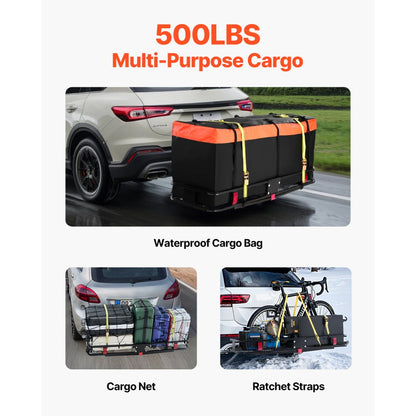 GJ0083 - 60x20" Heavy-Duty Folding Hitch Cargo Carrier with Accessories