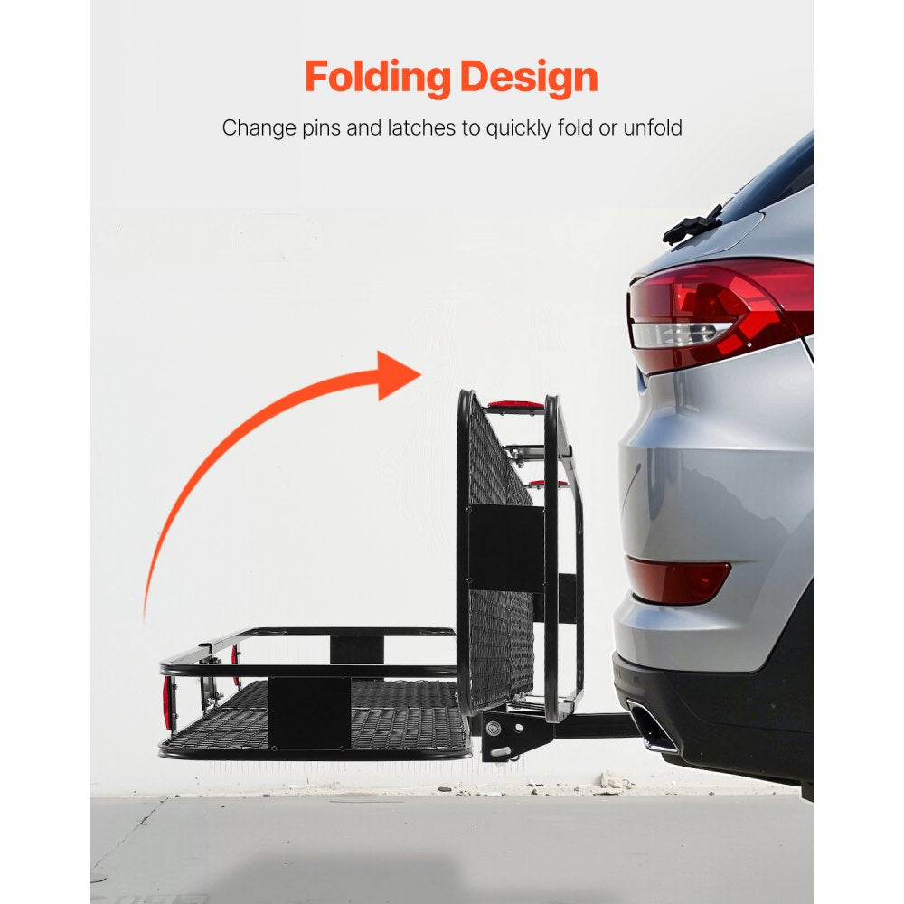 GJ0083 - 60x20" Heavy-Duty Folding Hitch Cargo Carrier with Accessories