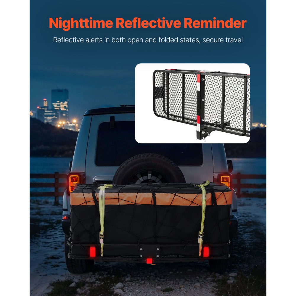 GJ0083 - 60x20" Heavy-Duty Folding Hitch Cargo Carrier with Accessories