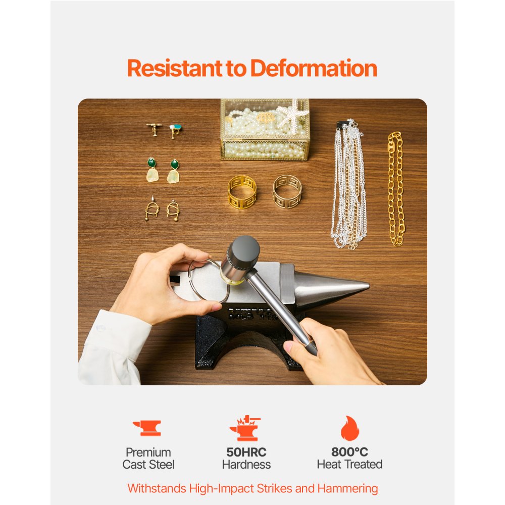 GZJ24 - Durable 25lbs Cast Steel Anvil, 12.3x2.5in Forging Surface