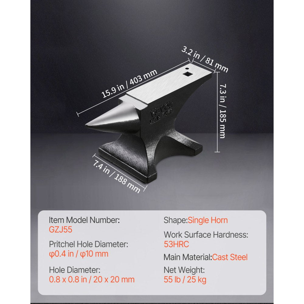 GZJ55 - 55lbs Cast Steel Anvil for Effective Forging and Shaping