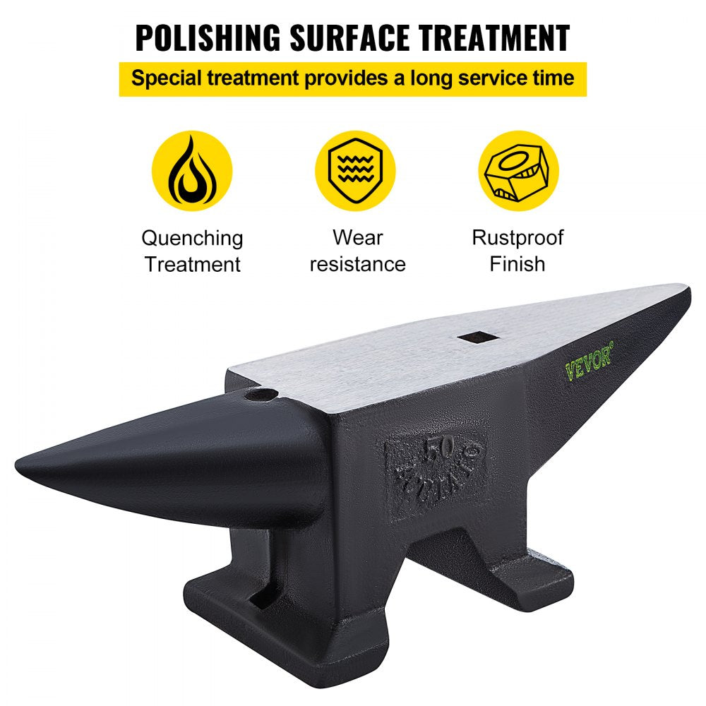 110BLACK - 110 lbs Cast Steel Anvil, 23" x 6.5", Ideal for Metalworking