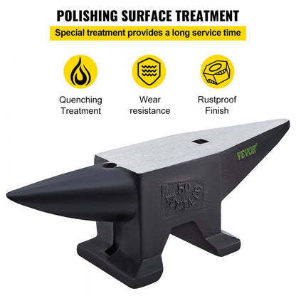 110BLACK - 110 lbs Cast Steel Anvil, 23" x 6.5", Ideal for Metalworking